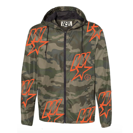 “Shooting for stars ” camo wind breaker jacket limited 2025 Omni’s collection.