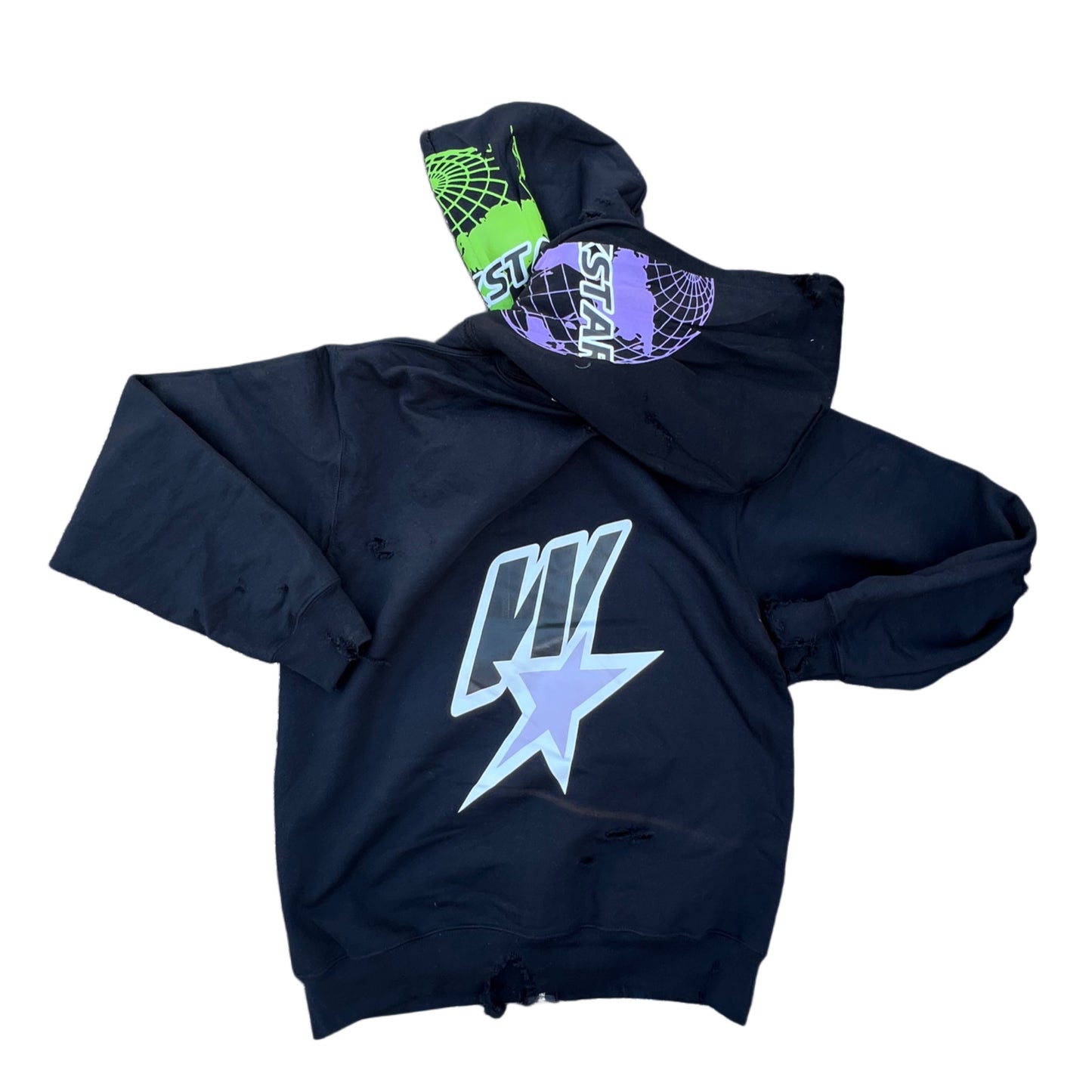 DOUBLE FADED HOOD BANDANA DROP ZIP UP